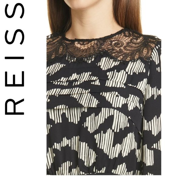 NEW Reiss Miya Abstract Ruched Long Sleeve Minidress 8 US - Picture 8 of 16